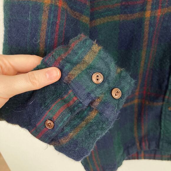 Lauren Ralph Lauren Women XS/S FLAW Green Plaid Worsted Wool Shirt Outdoor Cabin - Picture 7 of 10